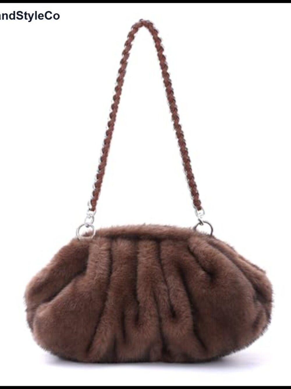 Faux Fur Pleated Cloud Clutch Shoulder Bag Fuzzy Plush Women Handbag